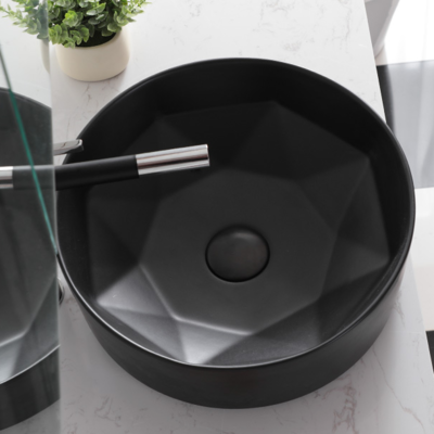 Industrial-style Diamond Basin Black color durable by High temperature firing