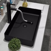 Hot selling designs Pure black high temperature ceramic table basin from Promise Art basin