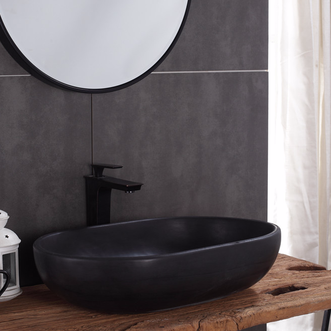 Concrete bathroom terrazzo sinks lavatory round grey cement trough bowl