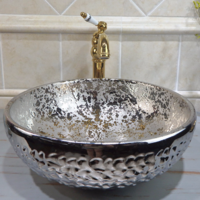 Promise Art Basin Hand carving wash sinks of silver color for bathroom decor /Ceramic wash sink supplier