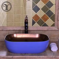 Blue color of metal glazed ceramic wash sinks of sanitary ware in Saudi