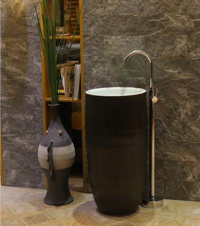 Industrial style pedestal sinks of black color in Malaysia