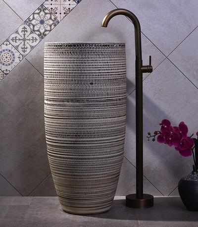 High quality handmade pedestal wash basin grey color
