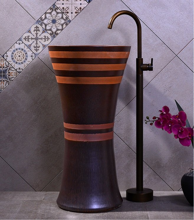 High quality handmade art pedestal basin sink