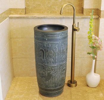 Handmade sculpture home decorate bathroom bronze color of  free standing wash basin