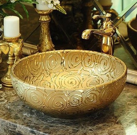 High end luxury gold colored basin for hotel/restaurant