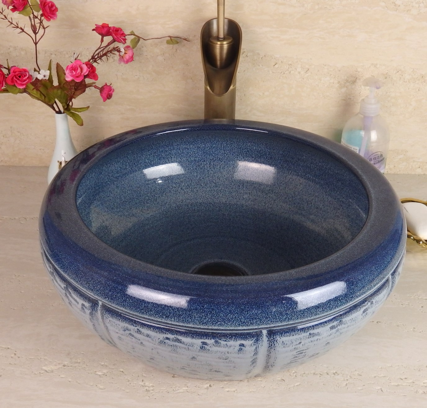Famous China ceramics factory blue porcelain art wash basin