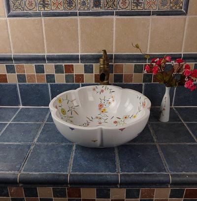 Eco-friendly promise white glazed handmade art basin