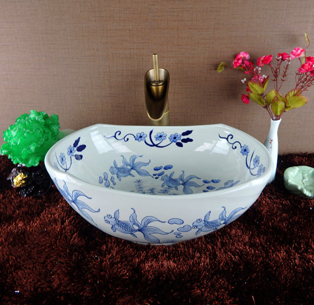 Blue and white porcelain sinks with reasonable price