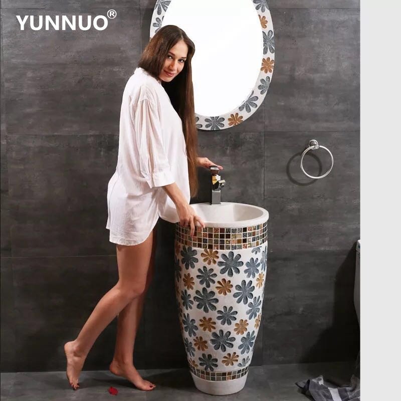 Made in China Hot sales of Bathroom  Sandstone pedestal sink