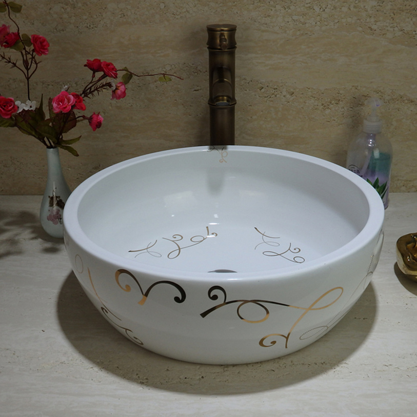 China supplier Yunnuo white round ceramic wash hand basin bathroom vanity cabinet Art sink