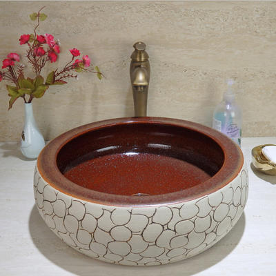 Round shape Ceramic Wash sink of bathroom counter top basin