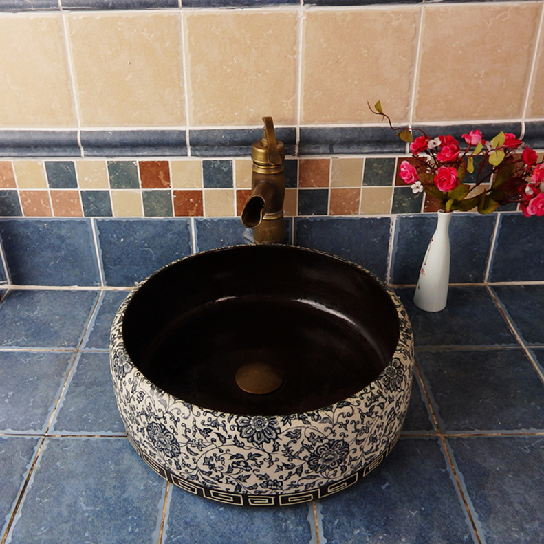 Sanitaryware hand painted ceramic wash basin pictures