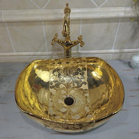 Luxury Gold Ceramic Wash basins of Hotel bathroom GC007