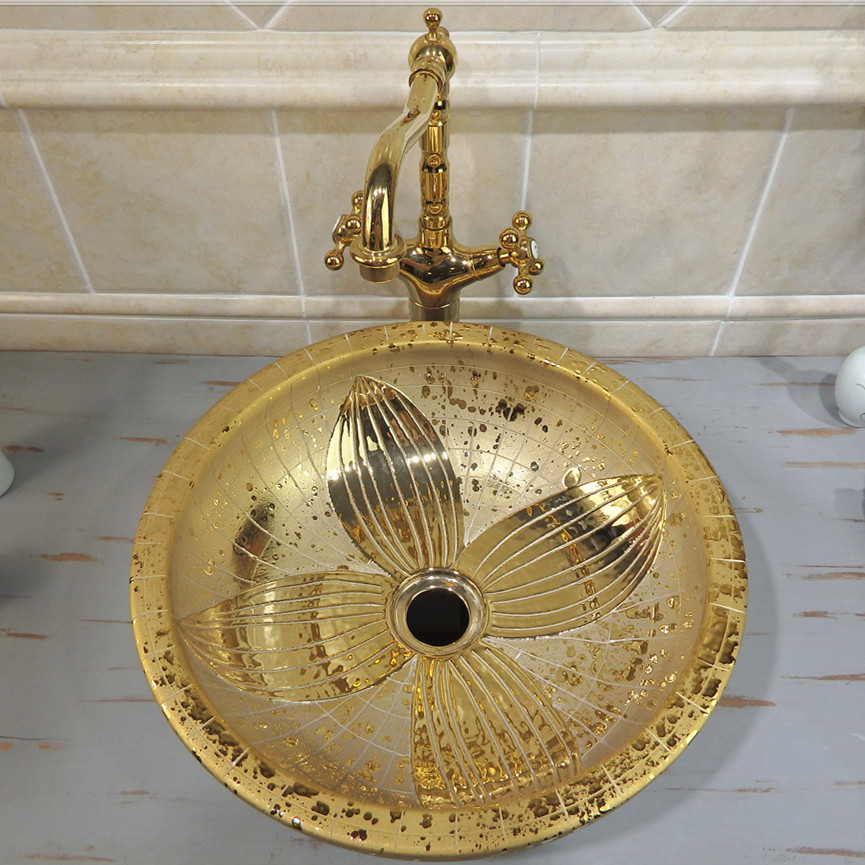 The hot selling designs of luxury gold wash basin for wholesale& project