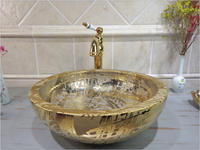 Bowel top designs of luxury gold wash sinks for hotel & apartment can supply OEM service