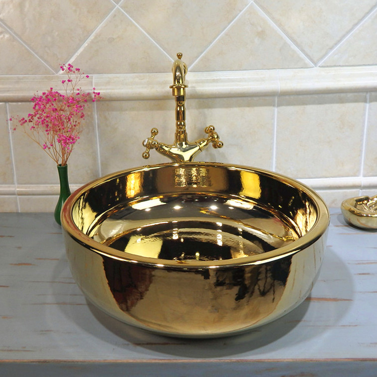 wash basin& wash bowl of luxury gold design for washing the hands