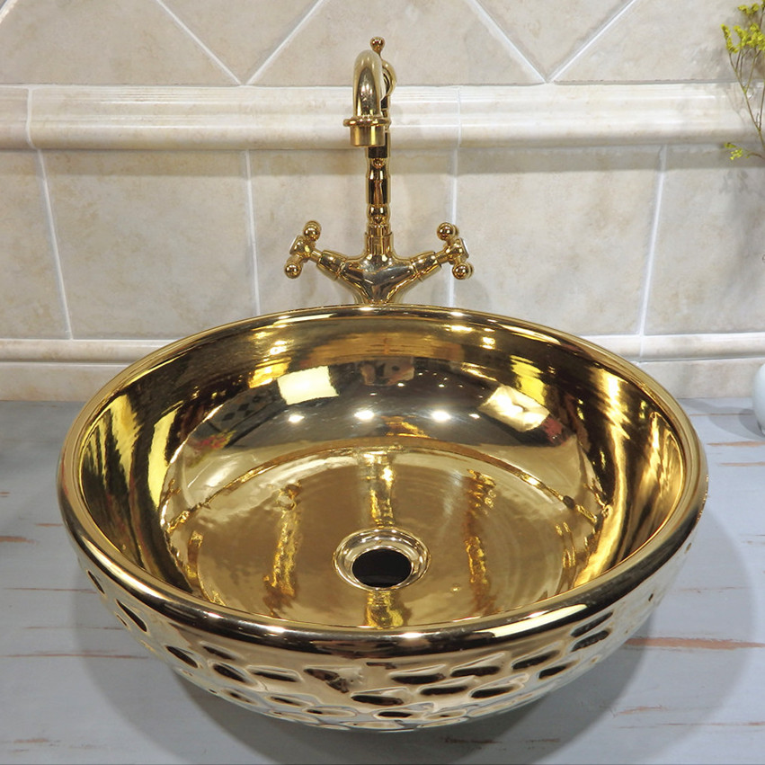 latest designs table top face sink promidr porcelain art gold fancy wash basin