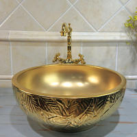 gold colored bathroom sinks ceramic wash basin cabinet wash sink Hand relief basin