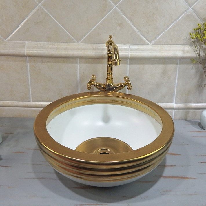 bathroom colored ceramic gold hand wash basin of thr brdt mordern designs