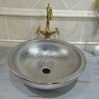 Professional Silver hand sinks manufactures of  Silver electroplated ceramic bathroom wash basin design
