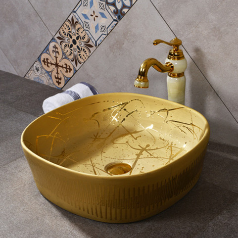 Handmade decorative gold basin bathroom sink