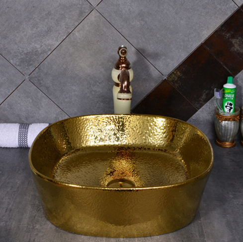 Promise art luxury gold wash basin sink for hotel