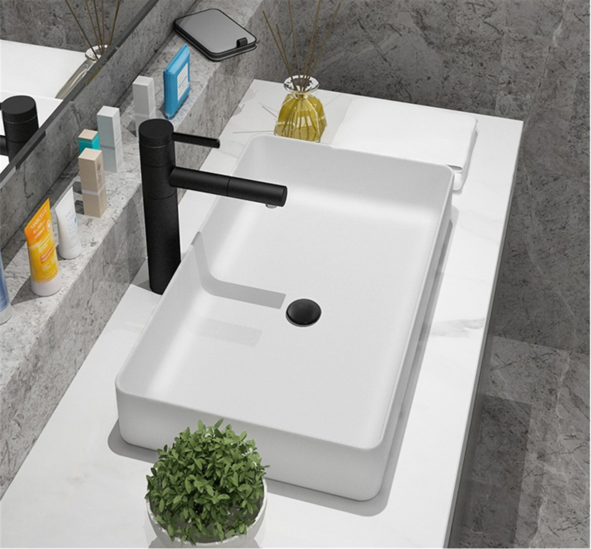 Ceramics counter top wash sinks in Pure White Color RECTANGULAR SHAPE apply for home decor
